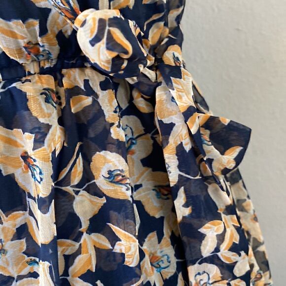 Band of Gypsies Taupe Navy Floral Wrap Boho Maxi Dress - Picture 8 of 9